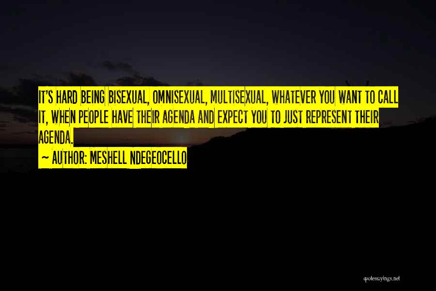 Meshell Ndegeocello Quotes: It's Hard Being Bisexual, Omnisexual, Multisexual, Whatever You Want To Call It, When People Have Their Agenda And Expect You