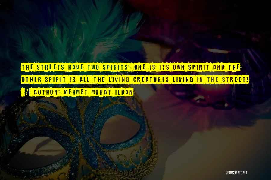 Mehmet Murat Ildan Quotes: The Streets Have Two Spirits: One Is Its Own Spirit And The Other Spirit Is All The Living Creatures Living