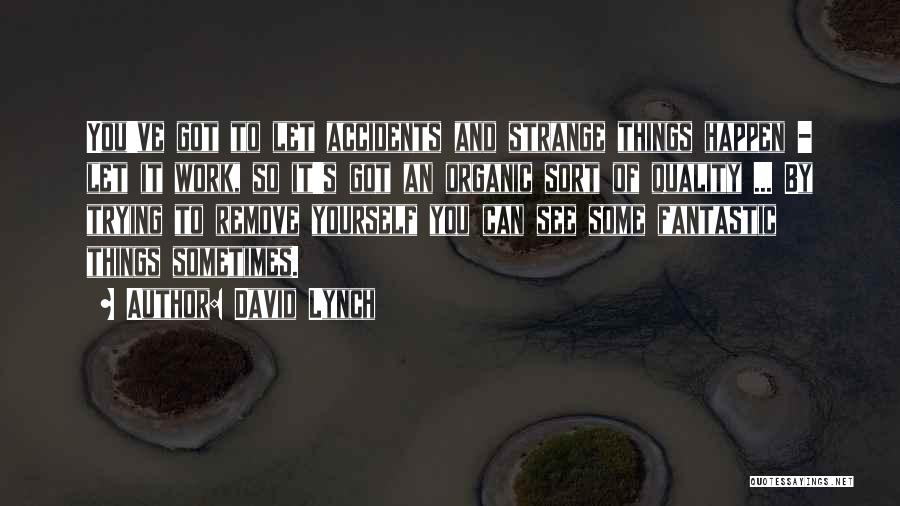 David Lynch Quotes: You've Got To Let Accidents And Strange Things Happen - Let It Work, So It's Got An Organic Sort Of