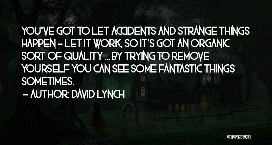 David Lynch Quotes: You've Got To Let Accidents And Strange Things Happen - Let It Work, So It's Got An Organic Sort Of
