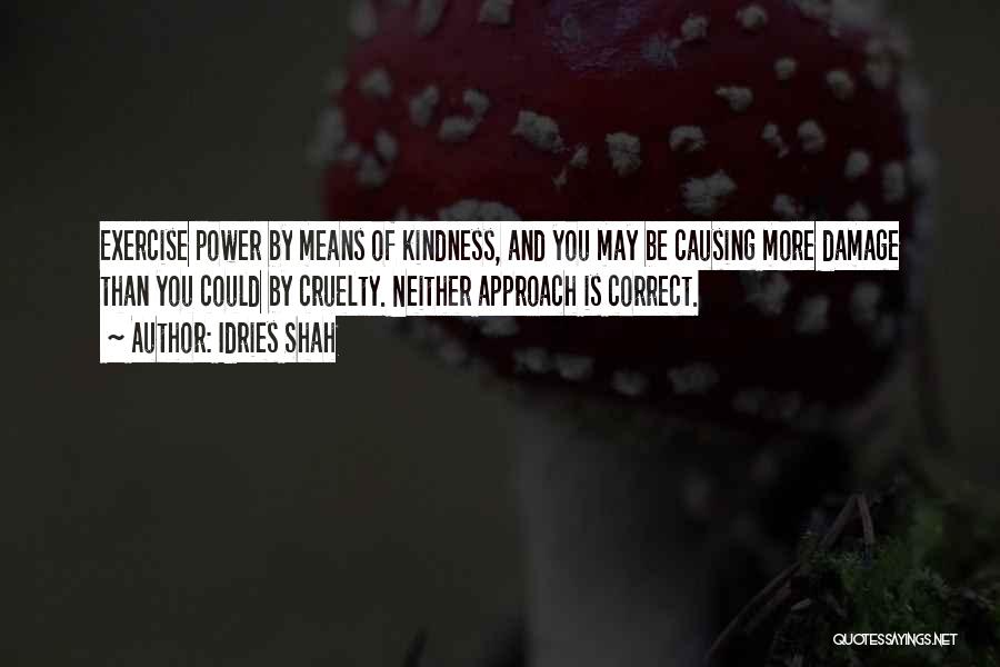 Idries Shah Quotes: Exercise Power By Means Of Kindness, And You May Be Causing More Damage Than You Could By Cruelty. Neither Approach