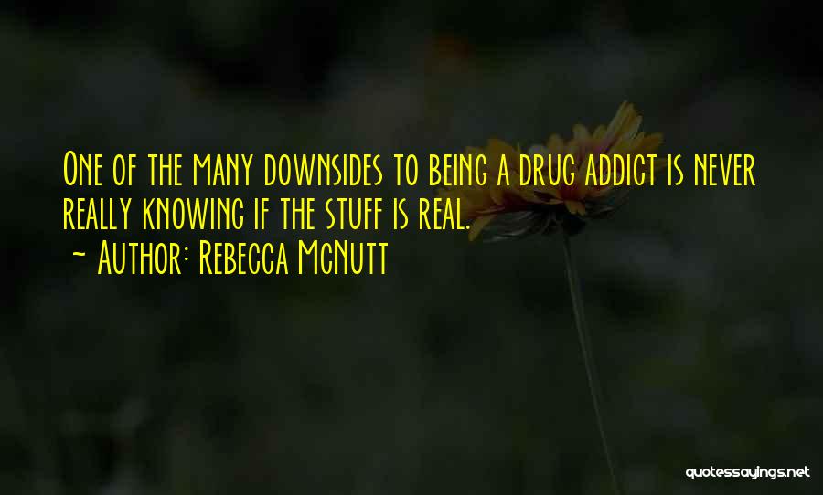 Rebecca McNutt Quotes: One Of The Many Downsides To Being A Drug Addict Is Never Really Knowing If The Stuff Is Real.