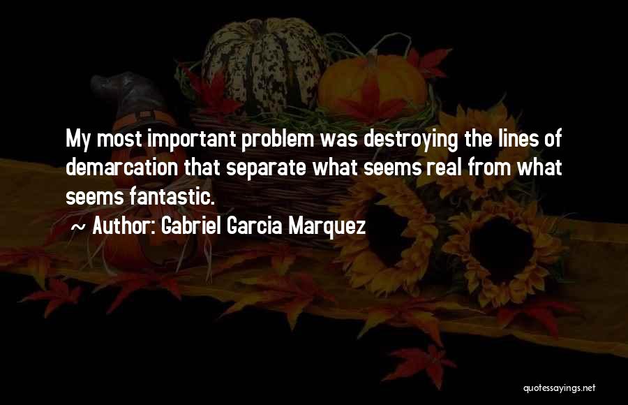 Gabriel Garcia Marquez Quotes: My Most Important Problem Was Destroying The Lines Of Demarcation That Separate What Seems Real From What Seems Fantastic.