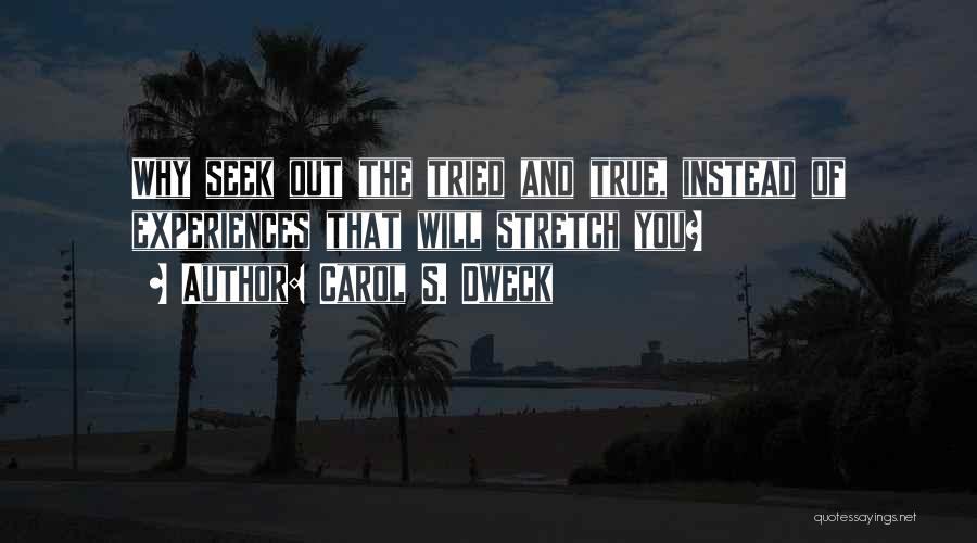 Carol S. Dweck Quotes: Why Seek Out The Tried And True, Instead Of Experiences That Will Stretch You?