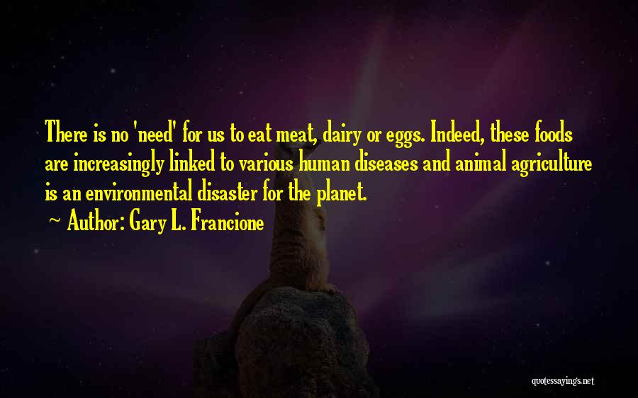 Gary L. Francione Quotes: There Is No 'need' For Us To Eat Meat, Dairy Or Eggs. Indeed, These Foods Are Increasingly Linked To Various