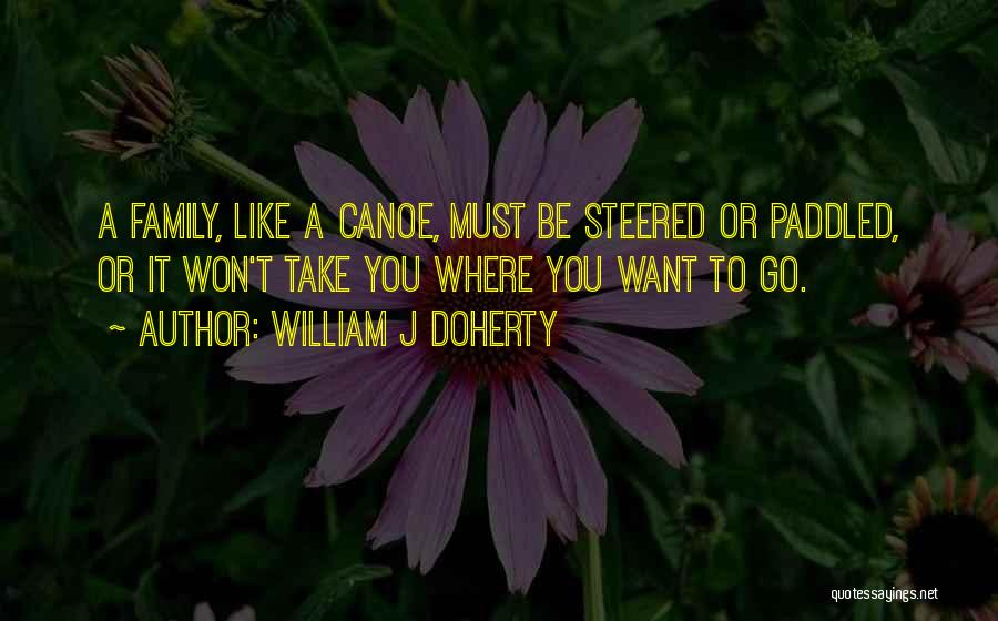 William J Doherty Quotes: A Family, Like A Canoe, Must Be Steered Or Paddled, Or It Won't Take You Where You Want To Go.