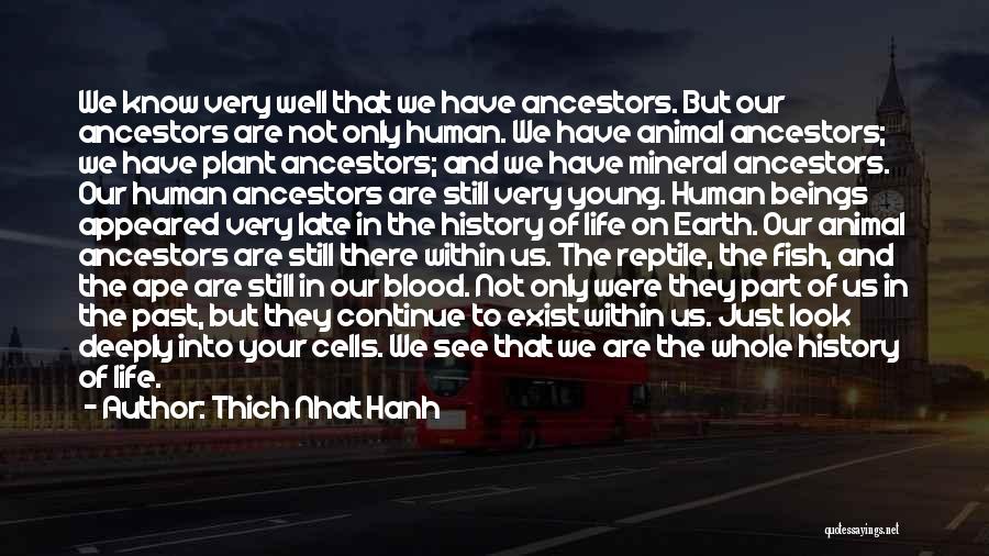 Thich Nhat Hanh Quotes: We Know Very Well That We Have Ancestors. But Our Ancestors Are Not Only Human. We Have Animal Ancestors; We