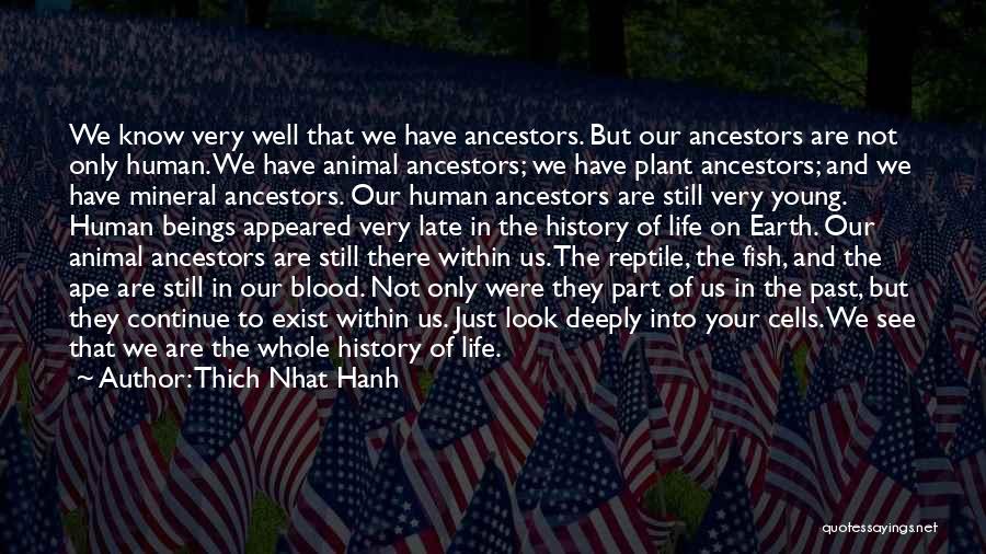 Thich Nhat Hanh Quotes: We Know Very Well That We Have Ancestors. But Our Ancestors Are Not Only Human. We Have Animal Ancestors; We