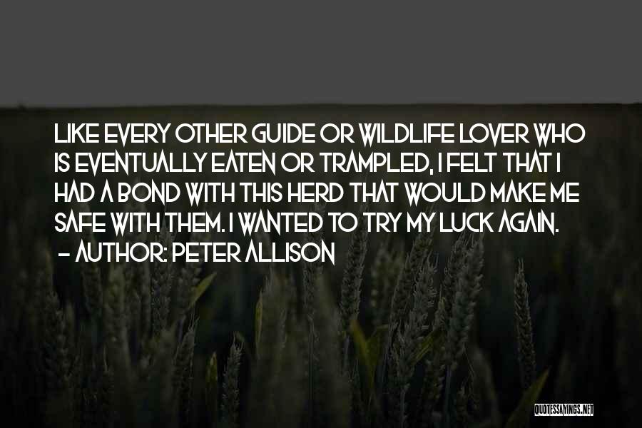 Peter Allison Quotes: Like Every Other Guide Or Wildlife Lover Who Is Eventually Eaten Or Trampled, I Felt That I Had A Bond