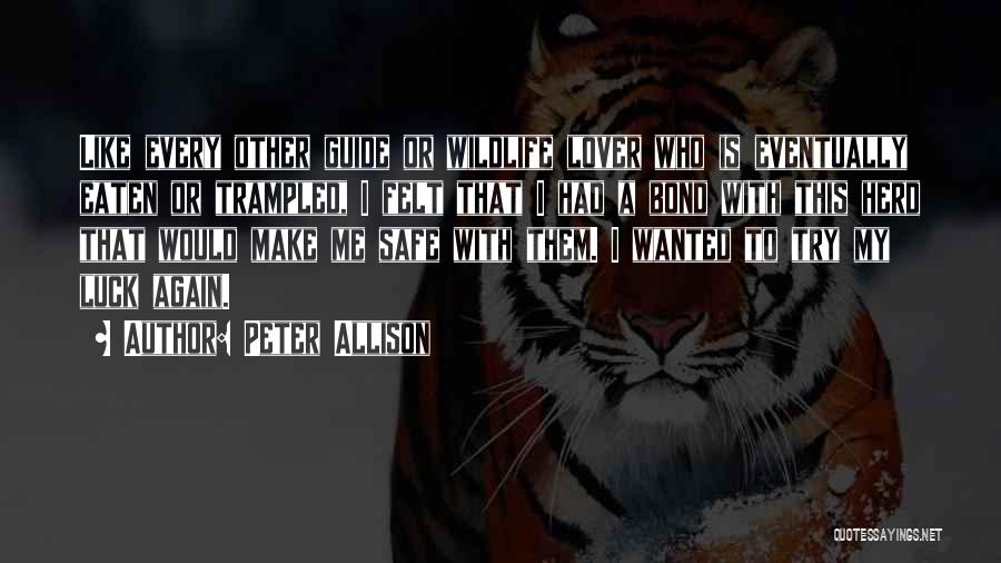 Peter Allison Quotes: Like Every Other Guide Or Wildlife Lover Who Is Eventually Eaten Or Trampled, I Felt That I Had A Bond