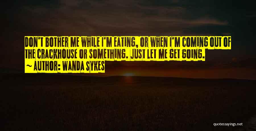 Wanda Sykes Quotes: Don't Bother Me While I'm Eating, Or When I'm Coming Out Of The Crackhouse Or Something. Just Let Me Get