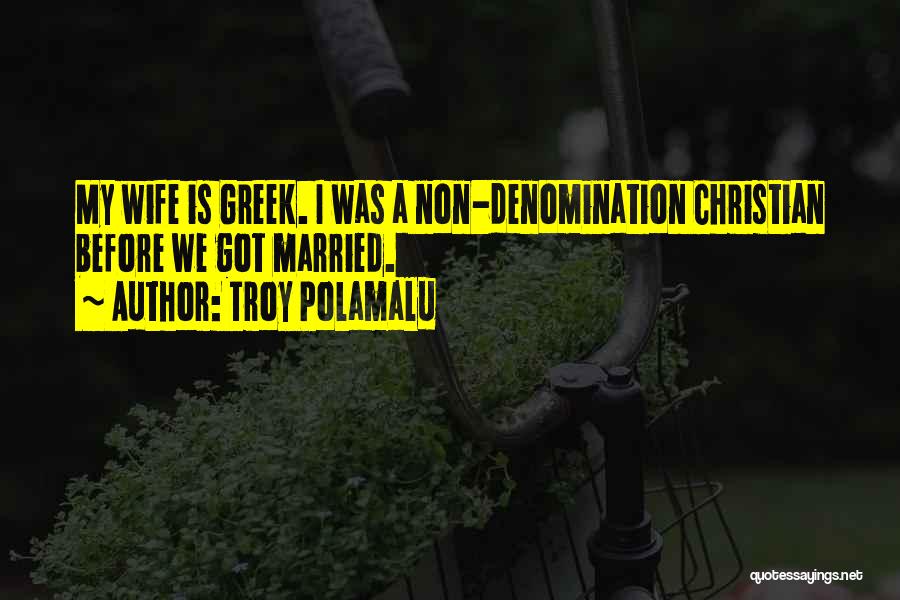 Troy Polamalu Quotes: My Wife Is Greek. I Was A Non-denomination Christian Before We Got Married.