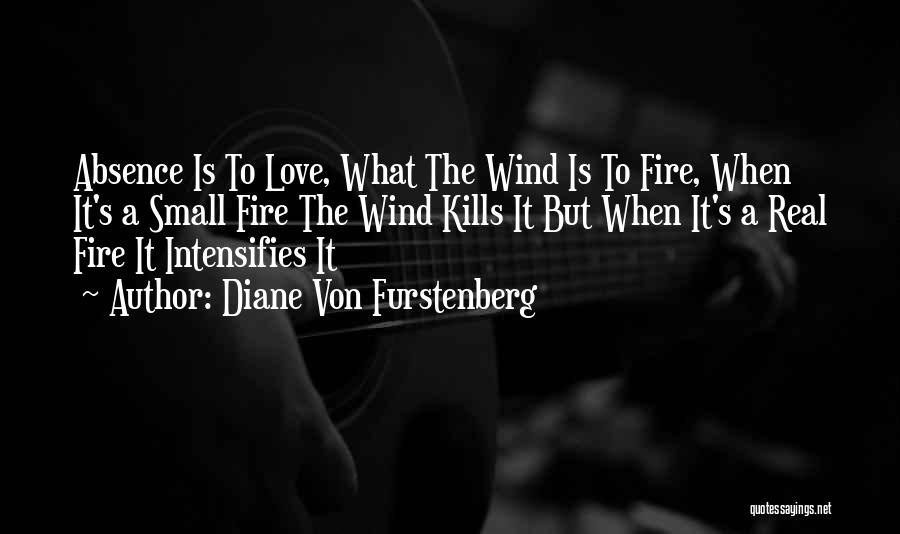 Diane Von Furstenberg Quotes: Absence Is To Love, What The Wind Is To Fire, When It's A Small Fire The Wind Kills It But