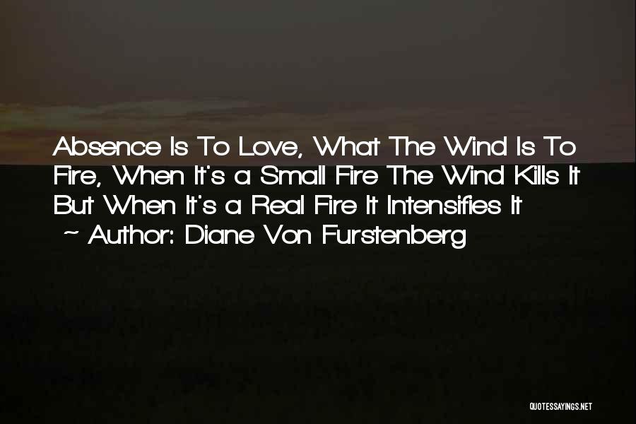 Diane Von Furstenberg Quotes: Absence Is To Love, What The Wind Is To Fire, When It's A Small Fire The Wind Kills It But