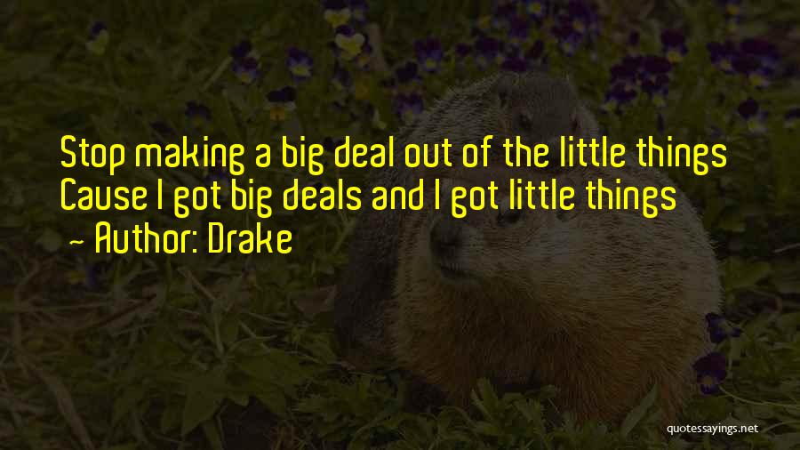 Drake Quotes: Stop Making A Big Deal Out Of The Little Things Cause I Got Big Deals And I Got Little Things