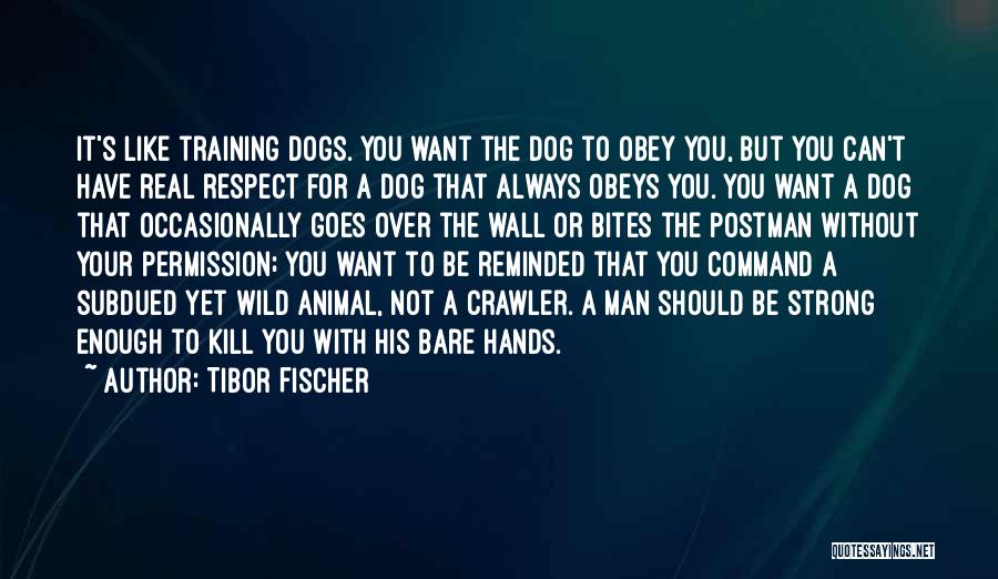 Tibor Fischer Quotes: It's Like Training Dogs. You Want The Dog To Obey You, But You Can't Have Real Respect For A Dog