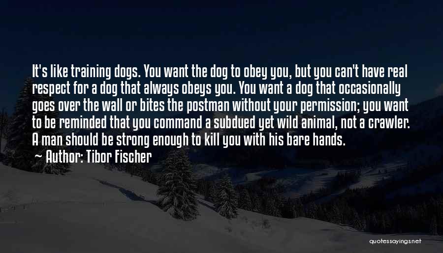 Tibor Fischer Quotes: It's Like Training Dogs. You Want The Dog To Obey You, But You Can't Have Real Respect For A Dog