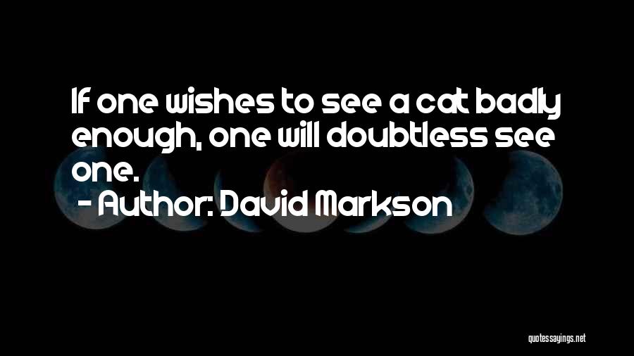 David Markson Quotes: If One Wishes To See A Cat Badly Enough, One Will Doubtless See One.