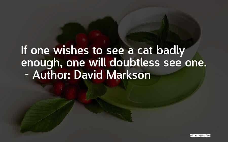 David Markson Quotes: If One Wishes To See A Cat Badly Enough, One Will Doubtless See One.