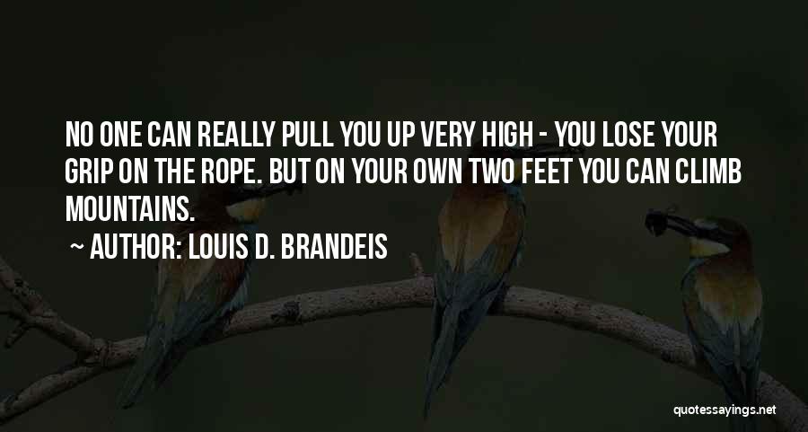 Louis D. Brandeis Quotes: No One Can Really Pull You Up Very High - You Lose Your Grip On The Rope. But On Your