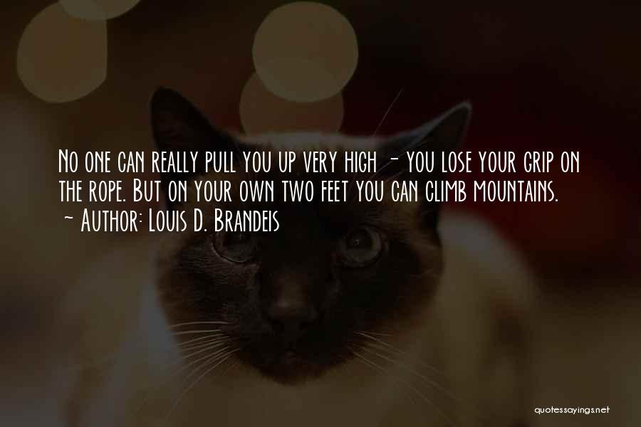Louis D. Brandeis Quotes: No One Can Really Pull You Up Very High - You Lose Your Grip On The Rope. But On Your