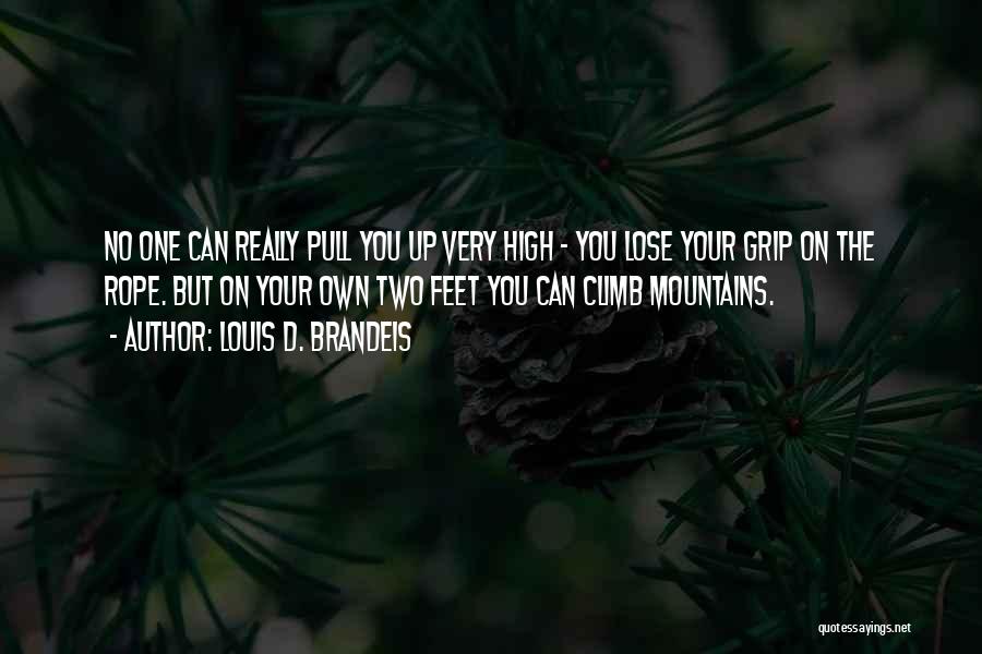 Louis D. Brandeis Quotes: No One Can Really Pull You Up Very High - You Lose Your Grip On The Rope. But On Your
