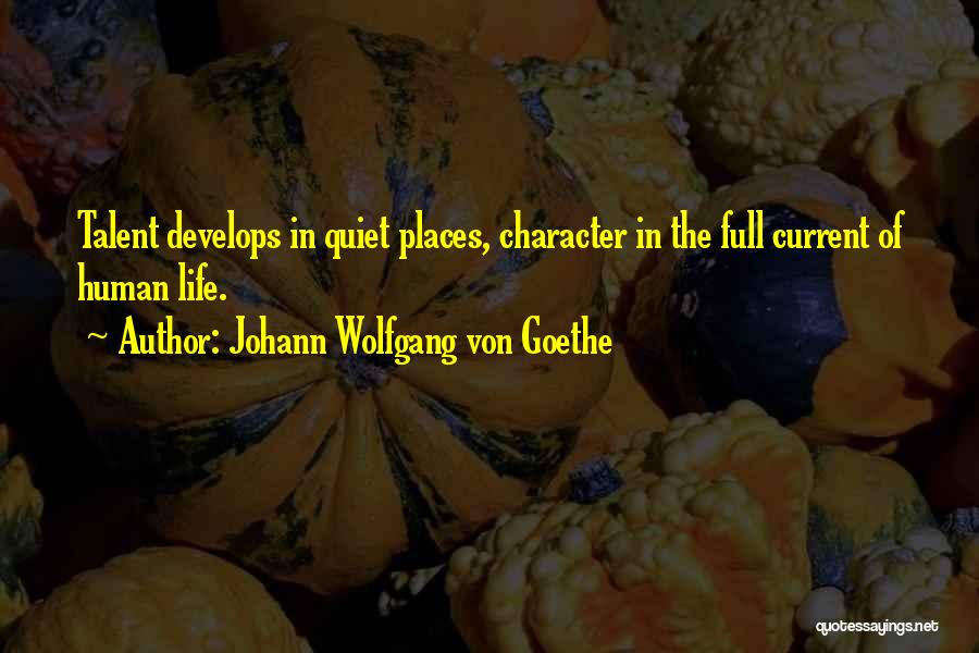 Johann Wolfgang Von Goethe Quotes: Talent Develops In Quiet Places, Character In The Full Current Of Human Life.