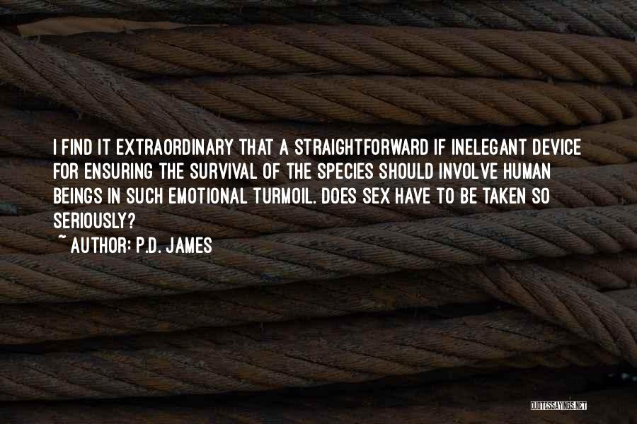 P.D. James Quotes: I Find It Extraordinary That A Straightforward If Inelegant Device For Ensuring The Survival Of The Species Should Involve Human