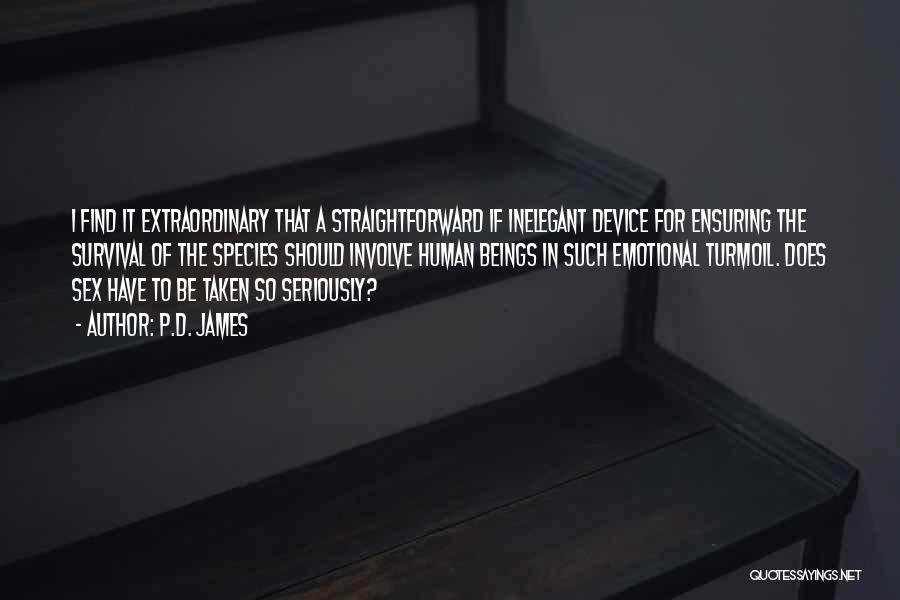 P.D. James Quotes: I Find It Extraordinary That A Straightforward If Inelegant Device For Ensuring The Survival Of The Species Should Involve Human