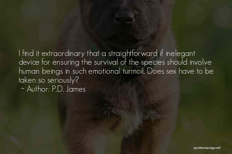 P.D. James Quotes: I Find It Extraordinary That A Straightforward If Inelegant Device For Ensuring The Survival Of The Species Should Involve Human