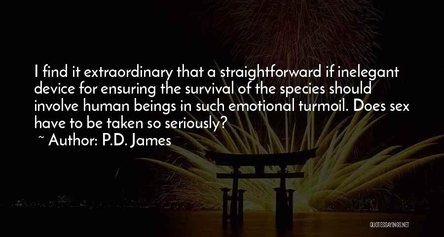 P.D. James Quotes: I Find It Extraordinary That A Straightforward If Inelegant Device For Ensuring The Survival Of The Species Should Involve Human