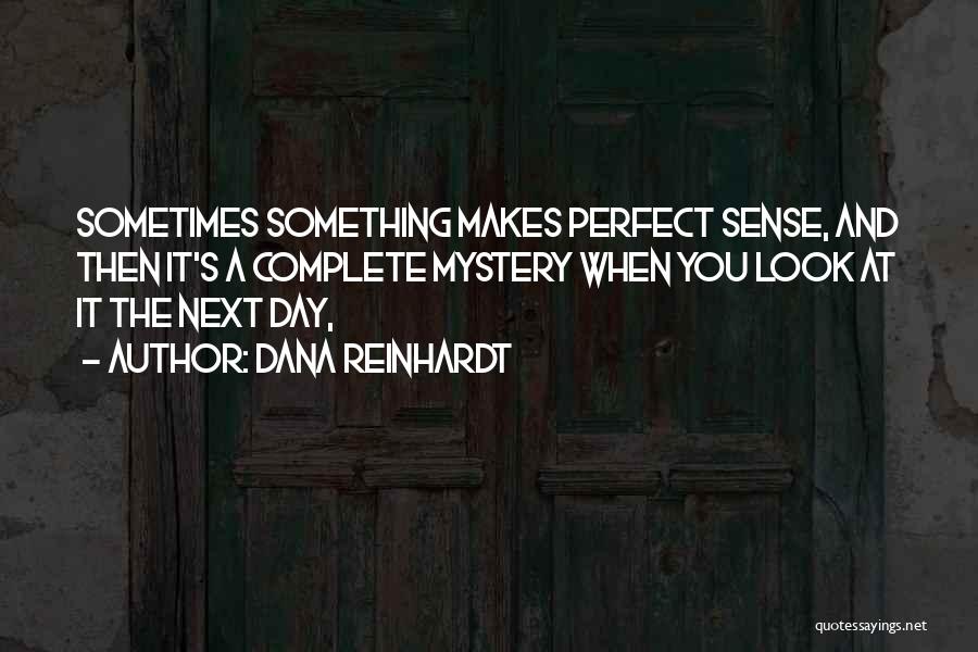Dana Reinhardt Quotes: Sometimes Something Makes Perfect Sense, And Then It's A Complete Mystery When You Look At It The Next Day,