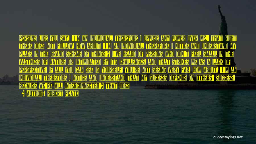 Robert Peate Quotes: Persons Like You Say, 'i'm An Individual, Therefore I Oppose Any Power Over Me.' That Right There Does Not Follow.