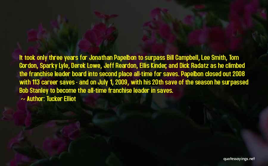 Tucker Elliot Quotes: It Took Only Three Years For Jonathan Papelbon To Surpass Bill Campbell, Lee Smith, Tom Gordon, Sparky Lyle, Derek Lowe,