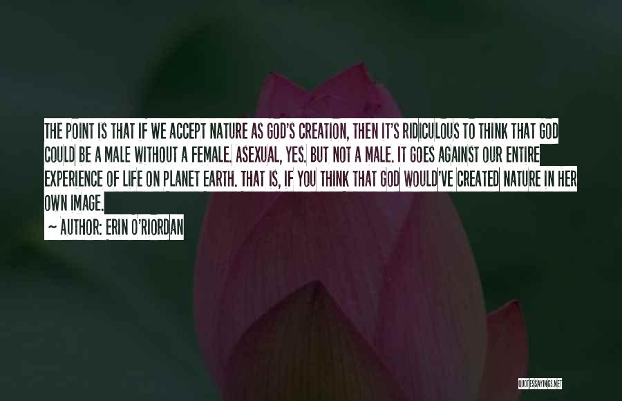 Erin O'Riordan Quotes: The Point Is That If We Accept Nature As God's Creation, Then It's Ridiculous To Think That God Could Be