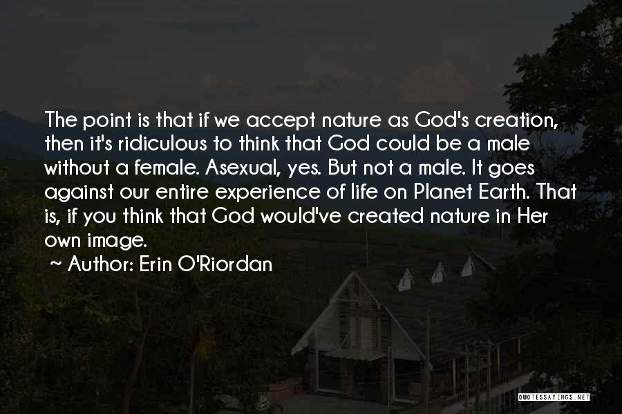 Erin O'Riordan Quotes: The Point Is That If We Accept Nature As God's Creation, Then It's Ridiculous To Think That God Could Be