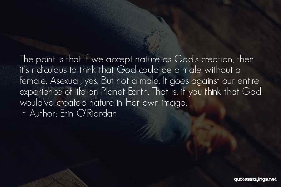 Erin O'Riordan Quotes: The Point Is That If We Accept Nature As God's Creation, Then It's Ridiculous To Think That God Could Be