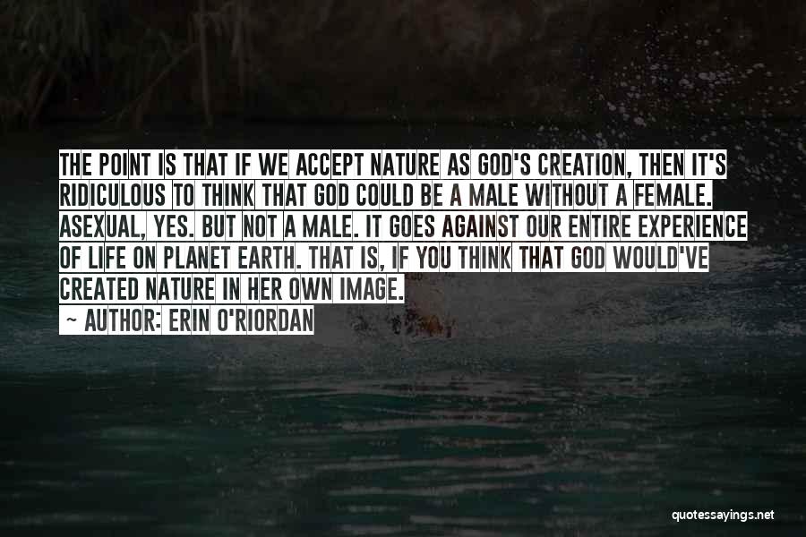 Erin O'Riordan Quotes: The Point Is That If We Accept Nature As God's Creation, Then It's Ridiculous To Think That God Could Be