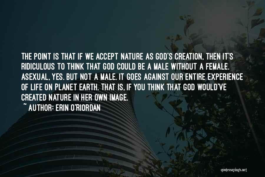 Erin O'Riordan Quotes: The Point Is That If We Accept Nature As God's Creation, Then It's Ridiculous To Think That God Could Be