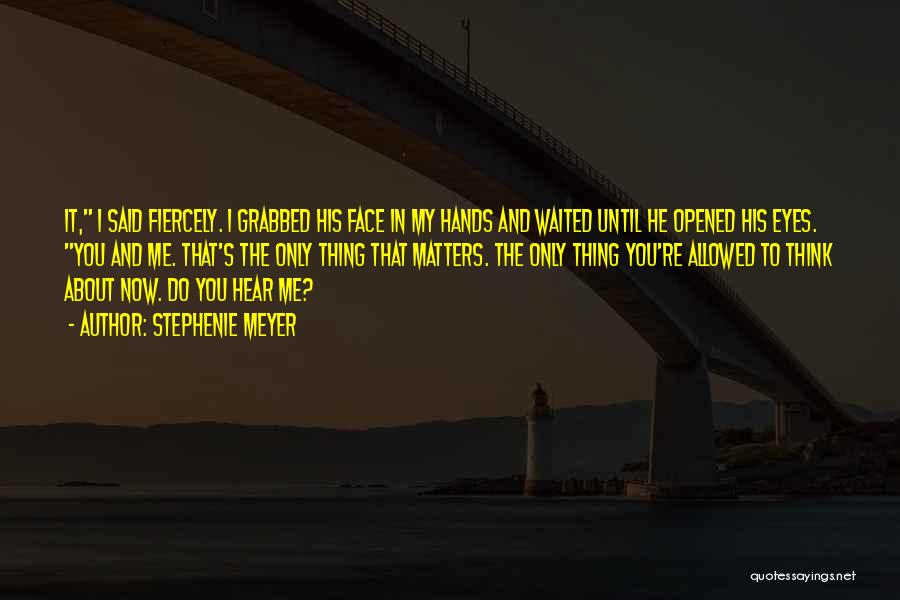 Stephenie Meyer Quotes: It, I Said Fiercely. I Grabbed His Face In My Hands And Waited Until He Opened His Eyes. You And