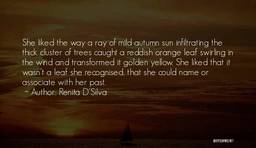 Renita D'Silva Quotes: She Liked The Way A Ray Of Mild Autumn Sun Infiltrating The Thick Cluster Of Trees Caught A Reddish Orange