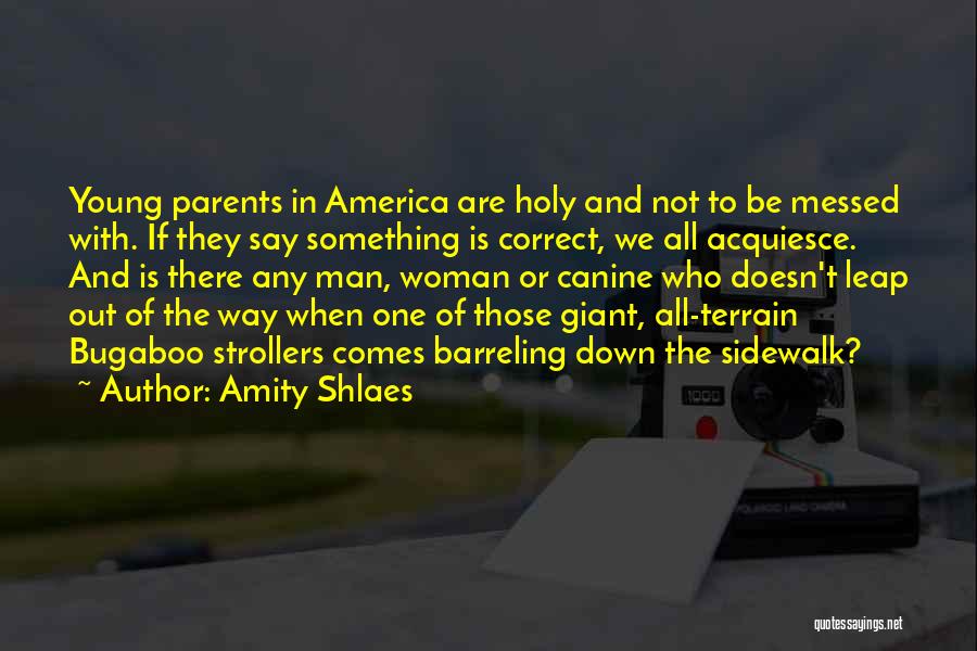 Amity Shlaes Quotes: Young Parents In America Are Holy And Not To Be Messed With. If They Say Something Is Correct, We All