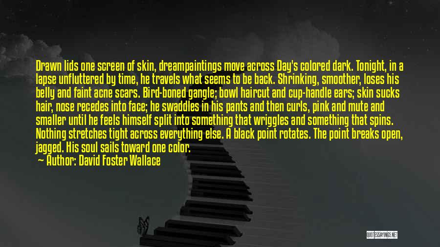 David Foster Wallace Quotes: Drawn Lids One Screen Of Skin, Dreampaintings Move Across Day's Colored Dark. Tonight, In A Lapse Unfluttered By Time, He