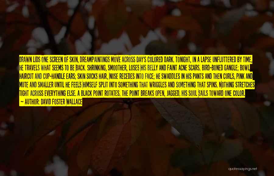 David Foster Wallace Quotes: Drawn Lids One Screen Of Skin, Dreampaintings Move Across Day's Colored Dark. Tonight, In A Lapse Unfluttered By Time, He