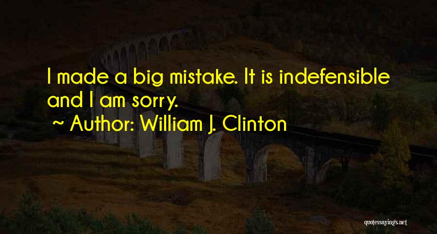 William J. Clinton Quotes: I Made A Big Mistake. It Is Indefensible And I Am Sorry.