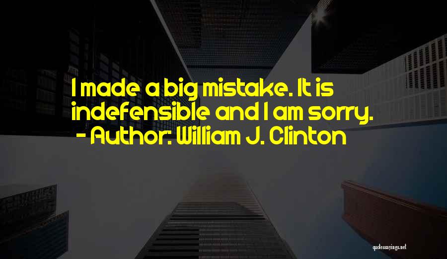 William J. Clinton Quotes: I Made A Big Mistake. It Is Indefensible And I Am Sorry.