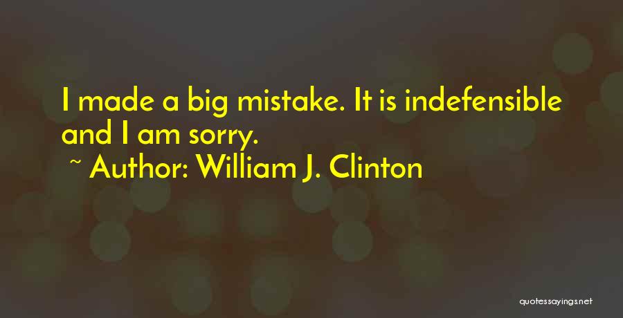 William J. Clinton Quotes: I Made A Big Mistake. It Is Indefensible And I Am Sorry.