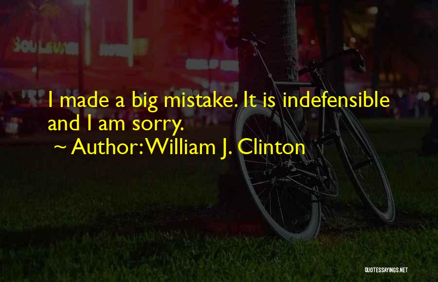 William J. Clinton Quotes: I Made A Big Mistake. It Is Indefensible And I Am Sorry.