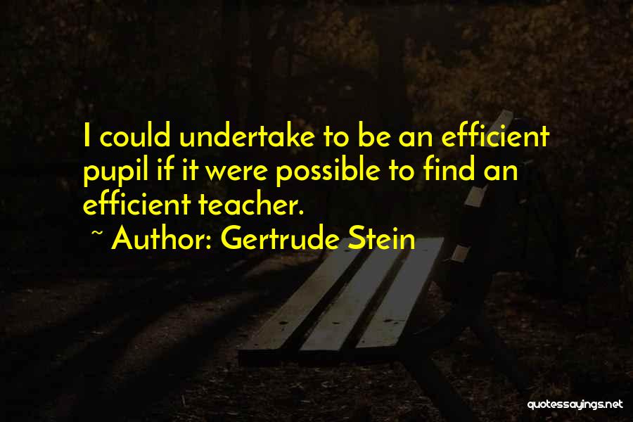 Gertrude Stein Quotes: I Could Undertake To Be An Efficient Pupil If It Were Possible To Find An Efficient Teacher.
