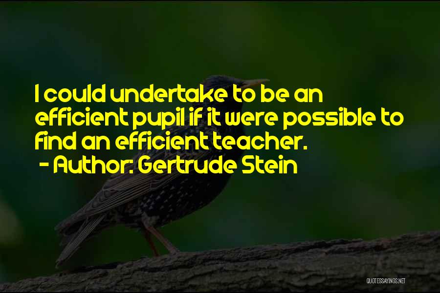 Gertrude Stein Quotes: I Could Undertake To Be An Efficient Pupil If It Were Possible To Find An Efficient Teacher.